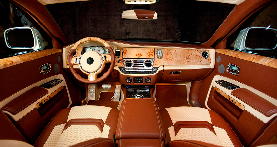 Тюнинг Mansory для Rolls-Royce Ghost 2014 2013 2012 2011. Обвес, диски, выхлопная система, интерьер